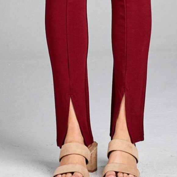 MONICA Burgundy Skinny Pants - Picture 8 of 9